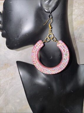 Mauve Pink Crystal Hoop Earrings - Women  Jewelry